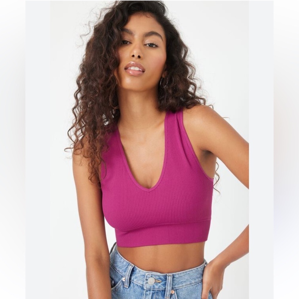 Garage Stella Seamless Plunge Crop Tank Top Size M